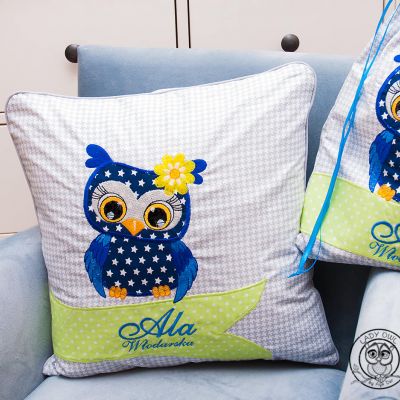 Personalizowana poduszka dla dziecka do przedszkola sowa